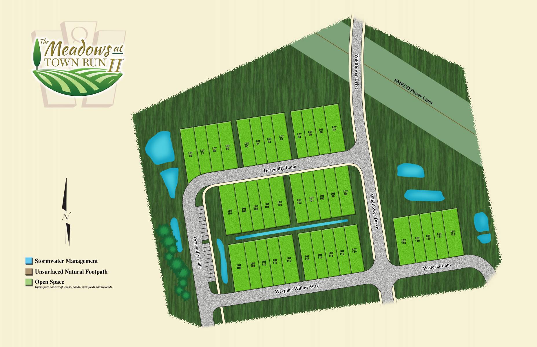 Map of Meadows at Town Run II Lot, new homes for sale by top home builder